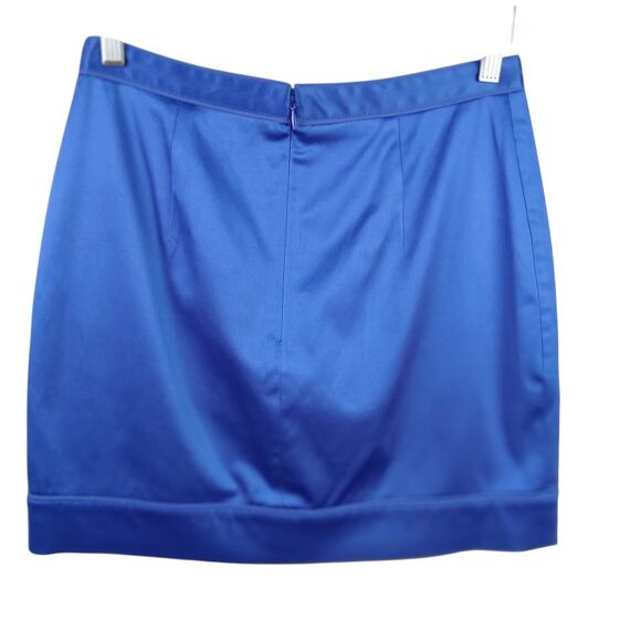 Club Monaco SZ 6 Royal Blue Satin Mini Skirt Pockets Lined Style 00300812 - Picture 3 of 5